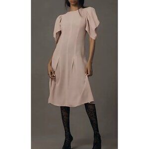 Anthropologie Puff Sleeve Midi Dress Size 00 Pink Violet – New With Tags